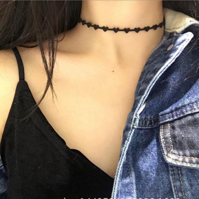 Heart Chokers Fashion Gothic Hollow Black Suede Cocktail False Collar Chockers Necklaces for women Bijoux  2018 chokers