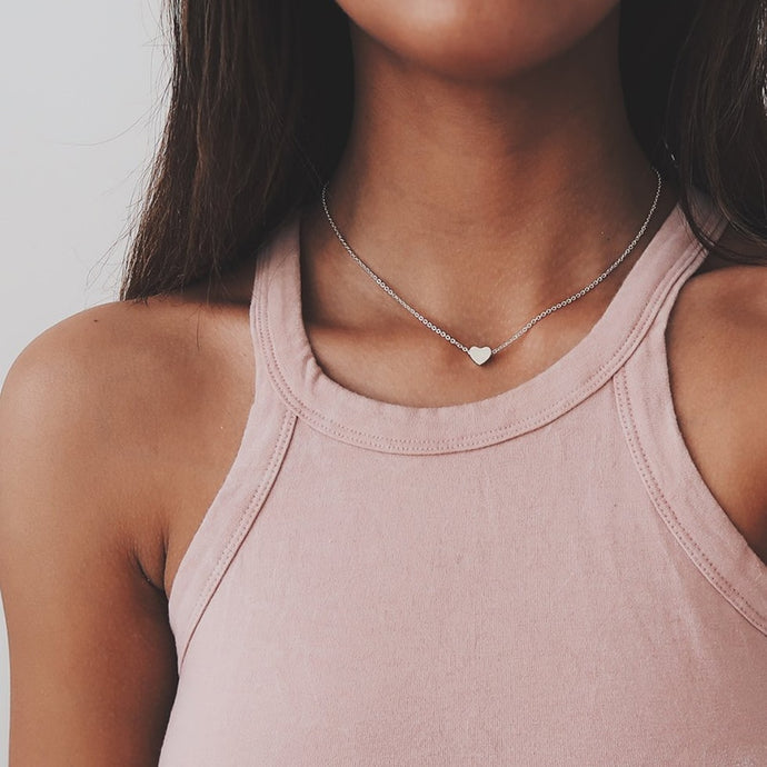 New Tiny Heart Necklace for Women SHORT Chain Heart Shape Pendant Necklace Gift Ethnic Bohemian Choker Necklace drop shipping